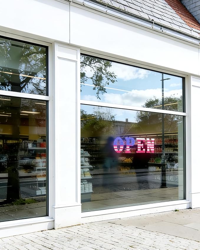 41'' x 15" Large Open Signs for Business, Super Bright LED Open Closed Sign with Hanging Installation, Light Up Sign for Bar Store Restaurant Office Hotel Salon USA Flag