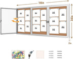 Mifuro 70"x34" Enclosed Bulletin Board, Outdoor Lockable Weather-Resistant Aluminum Cork Noticeboard for School & Office, Silver Frame w/Cork