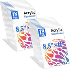 18 Pack Acrylic Sign Display Stand 8.5 X 11, L Shape Clear Plastic Sign Frame, Picture Photo Frame, Flyer Document Paper Holder for Office Desktop