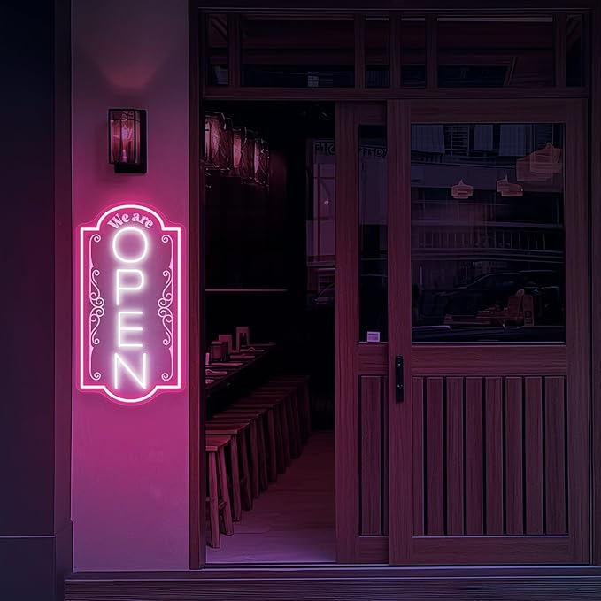 Vertical open sign Vertical Open Led Sign Neon Sign business window light vertical open signs for business (Mix color 2 LARGE SIZE 35x19")