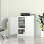Metal Storage Cabinet with Locking Doors and 2 Adjustable Shelves, Small Lockable Steel Storage Cabinets for Home Office Garage Kitchen Pantry (White)