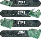 Domiella 2-Pack Crates for Storage, Storage Crates Plastic Stackable, Foldable Crate for Office Home Kitchen Bedroom Bathroom (Tall, Green)