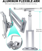 AboveTEK Tablet Wall Mount - 360° Rotation Tablet Holder Stand with Extension Arm, Anti-Theft Kitchen Mount Fits 7"-11" Tablets Including iPad Pro/Air/Mini, Galaxy Tab - Security Lock & Key - (Silver)