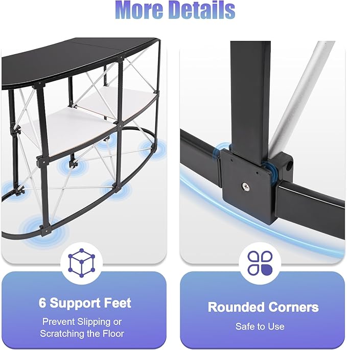 Portable Trade Show Podium Table Display Exhibition Counter with Streamlined Design Foldable Promotion Retail Bar Table for Hotels, Shops, Shopping Malls, Halls