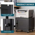 Small Printer Stand with Storage, Home Office Printer Table for Small Spaces, Under-Desk 3D Printer Stand with Wheels, for Office Copier and Fax Machine, Black