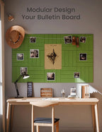 Felt Bulletin Board Tiles Large 48" x 36" Cork Board Alternative-12 Pack with 70 Adhesive Tabs, Thick Slat Wall Panels for Office Decor, Push Pin Board Wall Organizer Alternative-Kelly Green
