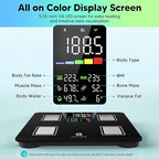 Arboleaf Smart Scale with BMI, Body Fat, Muscle Mass, Digital Bathroom Scale for Body Weight, 14 Body Composition Metrics, Large LED Display, Accurate Weighing Machine, App Sync, 400lbs, 11"