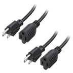 [ETL Listed] Cable Matters 2-Pack 16 AWG Heavy Duty 13A Power Extension Cord - 15ft, 3 Prong Power Cord Extension, NEMA 5-15P to NEMA 5-15R, Black