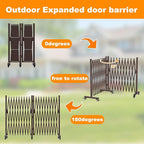 209" Width Expandable Driveway Gate & Retractable Fence Outdoor - 180° Rotating Aluminum Barricade with Casters, Metal Safety Barrier for Backyard/Dog Security (216.54 * 41.34,Grey)