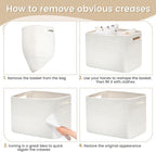Shelf Woven Storage Basket, 15 x 10 x 9” Closet Rope Baskets For Organizing, Square Bins with Handles, White 1 Pack