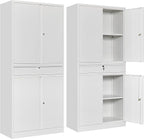 SISESOL White Metal Storage Cabinet with Drawer and Locks,Garage Storage Cabinet with Locking Doors and Adjustable Shelves,71" Tall Large Metal Cabinets with Magnetic Door for Home,Office,Garage