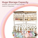 360 Rotating Earring Display Stands for Selling, Earring Rack Display Holder Stand, Jewelry Display for Vendors Selling Earring Cards, Necklaces, Bracelets, Hair Accessories (48 Hooks)