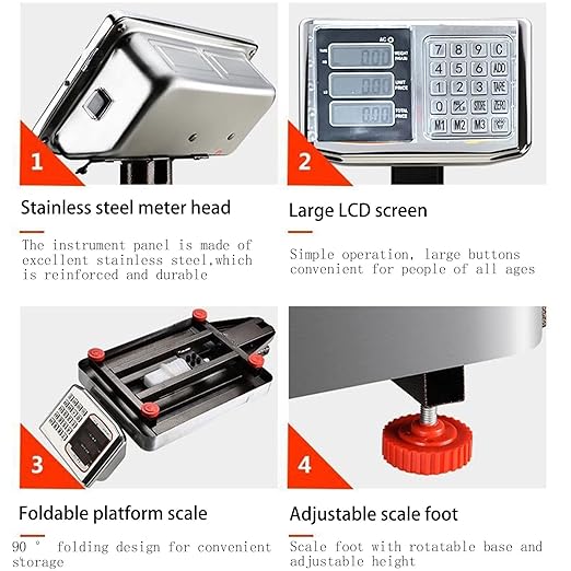 660lb Industrial Platform Scale Floor Weight Computing Postal Scale Digital Large Scale LB/KG Perfect Foldable for Postal Luggage Shipping Mailing Weighing Double-Sided Display
