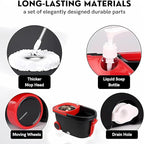 Mop and Bucket with Wringer Set, 360° Rotating Floor Mop Bucket on Wheels for Floor Cleaning, 3 Microfiber Mop Replacement Head Refills, 61"" Stainless Steel Extended Handle, Red&Black
