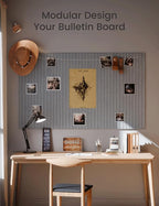 Large Felt Bulletin Board 48" x 36" Cork Board Alternative-12 Pack with 70 Safe Removable Adhesive Tabs, Cork Boards for Walls Pin Board for Home Office Classroom Felt Board-Blue Gray