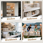 Set of 3 Wood Nesting Storage Crates with Handle(Large,Medium,Small), Farmhouse Decorative Wooden Crates for Display, Rustic Wood Baskets for Home Organization Decor (Washedwhite)