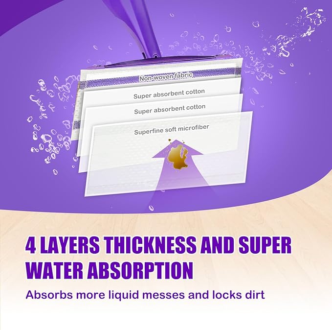 50 Pack Wet Jet Refill for Swiffer WetJet Mop - Wet Jet Pads for All-Purpose Multi Surface Hardwood Floor Cleaning, for Swiffer Wet Pads Refill, Super Absorbent | Strong Stickiness