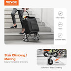 VEVOR Stair Climber Cart, 36L Capacity, Grocery Cart Laundry Stair Climbing Handcart with 6 Wheels & Oxford Cloth Bag, Foldable Stair Climber Hand Truck for Grocery Laundry, Black