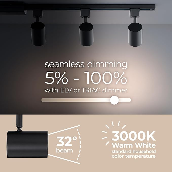 Amped Collection 3-Light 48in Field Cuttable LED Track Lighting Kit with 3 LED 5-CCT Selectable Track Heads, 4ft Track, End Caps, Floating Feed in Black Finish