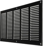 Repa Market Air Vent Cover 20x8 Inch (Outer Dimensions) Black Galvanized Steel Louvered Grill Cover with Mesh Screen/Wall or Ceiling Vent/HVAC Register for Indoor and Outdoor Ventilation