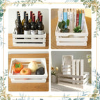 Large Wooden Crates Set of 4 Decorative Storage Box with Handles, Rustic Whitewashed Farmhouse Wooden Crates for Display, Living Room Container Baskets Box for Kitchen, Pantry, Bedroom