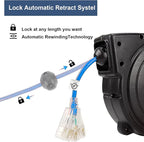 Retractable Extension Cord Reel, 65 Feet 12 AWG/3C SJTOW Heavy Duty Power Cord,15 AMP Circuit Breaker, 3-Lighted Triple Outlets, Ceiling or Wall Mount Use Gifts for Dad