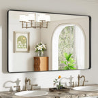 48X30 Black Bathroom Mirror for Over Sink, Metal Framed Vanity Mirror Wall Mounted, Rectangle Mirror for Bedroom Living Room Restroom Entryway, Anti-Rust, HD Tempered Glass
