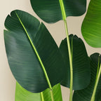 Artificial Bird of Paradise Plant 4Ft Fake Tropical Palm Tree with 8Trunks Faux Banana Leaf Trees in Pot for Home Indoor Outdoor Office Modern Decor Housewarming Gift（1Pcs）