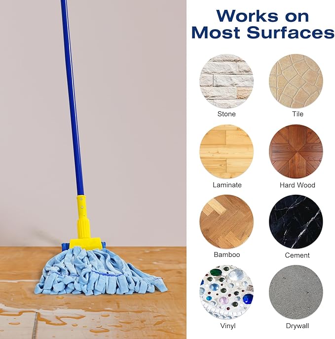 Matthew Cleaning Microfiber Tube Mop(Large,Blue,3Pack) Heavy Duty Mop Head Replacement,Excellent Absorbency,Premium launderability,Reusable,Loop end for Home,Commercial&Industrial Use