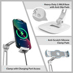 AboveTEK Multi-Angle Adjustable Tablet Stand, 360 Swivel iPad Stand Aluminum Desk Mount Fits 4'-11" Tablets White
