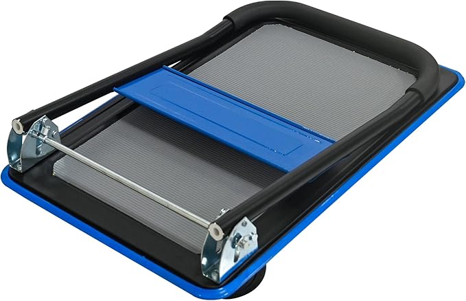 Blue Folding Platform Hand Truck 330 lbs Capacity, Heavy Duty Flatbed Dolly with 360° Swivel Silent Wheels, Foldable Steel Push Cart for Warehouse, Office, and Home Storage
