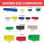 Akro-Mils 30239 AkroBins Plastic Storage Bins, Space-Saving Stackable Bins for Garage, Pantry, Craft Organization, 11-" x 8-" x 7-", Black, 6-Pack