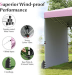 Tangkula 10x10 FT Pop up Canopy with Sidewall, Easy Setup Outdoor Tent with Wheeled Bag, 4 Sandbags, 4 Ropes, 4 Anchors, 8 Stakes, Vented Top, Portable Canopy Tent for Party Event Patio (Pink)