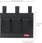Hanging Bedside Caddy, Bedside Storage Organizer for Magazine, Phone, Remote control (Classic4 Pockets-Black)