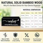 Bamboo Wood Phone Box – Unplug from Phones, Tablets, and Electronics for Study, Meetings, and Family Time, Phone Holder Organizer with Charging Holes, Farmhouse Style, Holds Up to 18 Phones-Black