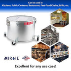MirOil Oil Disposal Caddy with Caster Wheels (7 Gallon) – Heavy Duty Silver Filter Pot with Lid Lock for Commercial Kitchen Disposal Storage - Up to 55lb Grease Container for Kitchen - Model #60LC