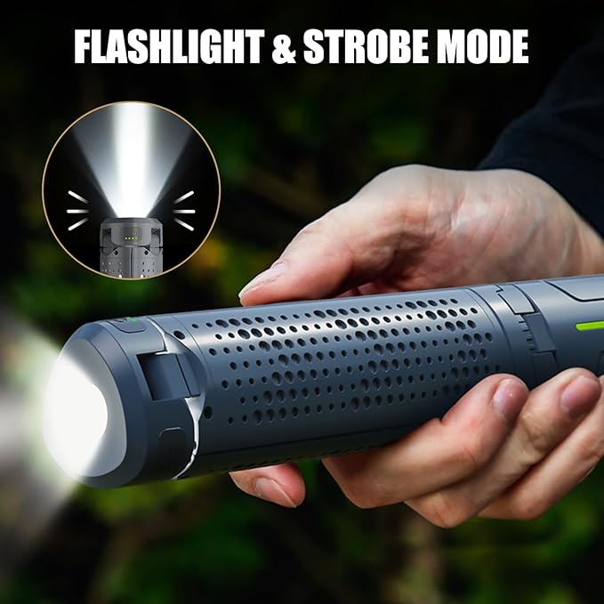 BUBRA Rechargeable Telescopic Camping Light with Power Bank & Stand, IP44 Waterproof Stepless Dimming Work Light & Flashlight, 3-Mode Portable LED Lantern for Emergency, Outdoor, Garage, Power Outages