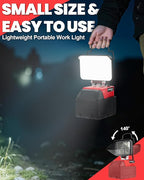 LIVOWALNY LED Work Light Compatible with Milwaukee Battery, 38W 3000 LM Portable Flood Light with Low Voltage Protection, USB & Type-C Output Port for Construction, Camping, Emergency, Bare Tool Only