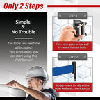 DuraSteel Wall Mount Crowd Control Retractable Belt Barrier - 9.2 Ft Blue Retractables Barrier Belt w/Stainless Steel Casing - Do Not Enter Crowd Control Barriers NOT Stanchions with Retractable Belts