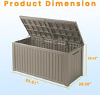 200 Gallon Resin Deck Box, Lockable Patio Outdoor Storage Box for Furniture, Garden Tools and Tools Storage, Waterproof Outside Storage Boxes - Grey