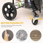 Grocery Shopping Cart with 360° Rolling Swivel Wheels Utility Cart Easily Collapsible Cart 66lb Extended Foam Cover, Trolley for Laundry,Groceries,Travel Black (Medium)
