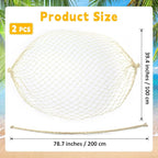 2 Pcs Fish Net Decorations, 39x78 Inch Cotton Nautical Themed Fishing Net, Wall Hanging Photo Display Fishnet for Coastal Bedroom Bathroom, Pirate Hawaiian Beach Under The Sea Party Decor, Beige