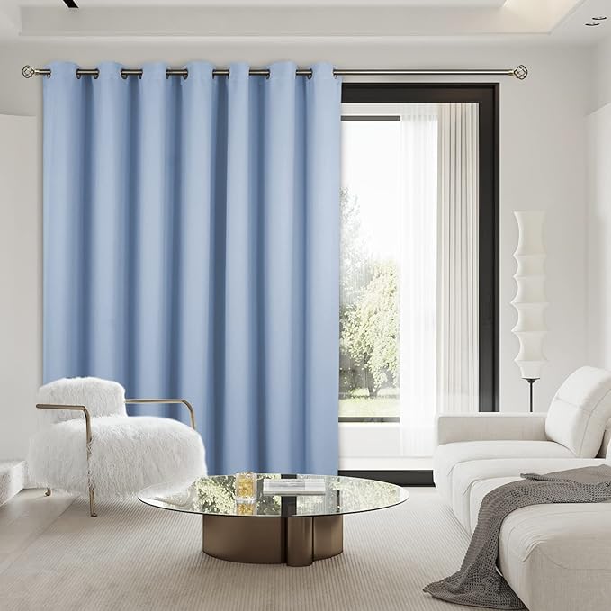 BGment Fashion Sliding Door Curtain 100 X 96 Inches, Wide Thermal Blackout Curtains Room Darkening Room Divider Window Curtain, 1 Panel, Spa Blue, 96 Length X Wide 100