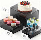 3 PCS Black Extra Large Buffet Risers Set, 10" 12" 14" Acrylic Cube Risers Stands Acrylic Cube Food Display Box Risers with Hollow Bottoms for Party Buffet Table Cupcake Candy Dessert
