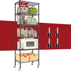 6-Tier Rolling Storage Shelves, 14" D x 24" W x 71" H Adjustable Space-Saving Wire Rack Shelving, 750 lbs Capacity Heavy Duty Metal Shelving with Wheels for Garage, Closet, Kitchen