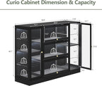 Display Cabinet with Acrylic Glass Doors,Extra Wide Curio Cabinet with LED Lighting for Collectibles, Collectibles Toy Organizers Rack & Display Shelf Display Case, Black