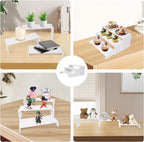 Acrylic Display Risers 2 Sets 3 Tier Cupcake Stand for Dessert Jewelry Pop Figures Shelves Retail Shoe Showcase (White)