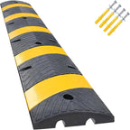 6' Ft 72" Inch Heavy Rubber Speed Bump Hump, 1-Piece Integrated Cable Cover Ramp, Installation Parts Included, Road Safety Bumps for Garage Parking Lot, Speed Control (72" Speed Bump x 1Pc)