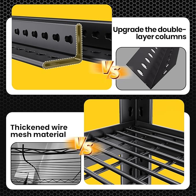 81”H*46”W Garage Shelving Heavy Duty Storage Shelves, 5-Tier Metal Adjustable Shelving Unit, 3000LBS Utility Garage Organizer Shelf Rack for Pantry, Kitchen, Warehouse, Black