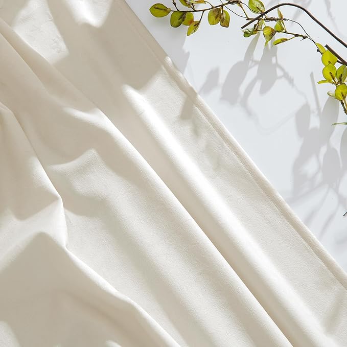 MIULEE Ivory Velvet Curtains 108 inches Long, Pinch Pleated Blackout Drapes with Hooks, Cream Thermal Insulated Pinch Pleat Panels for Bedroom Living Room, 2 Panels